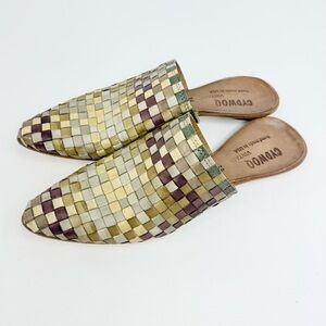 Cydwoq Orient East Vintage Collection Woven Italian Leather Vegetable Dyed Mules